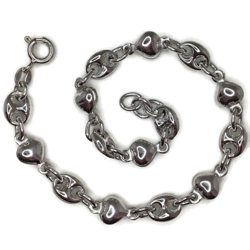 Charm Bracelet mariner link heart white gold